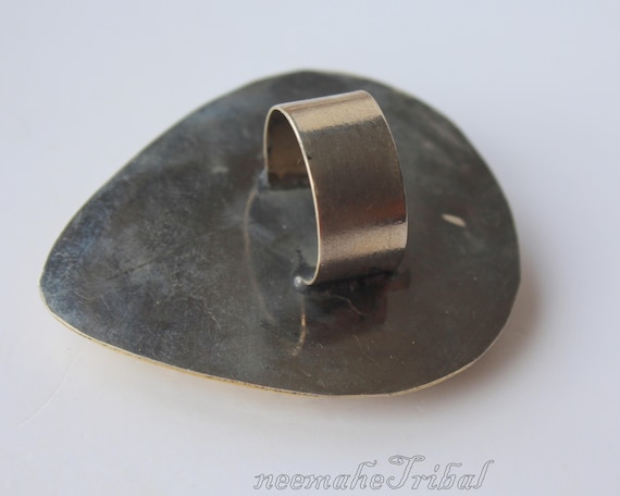 Big Turquoise Triangular Laghman Ring, US Size 6 … - image 8