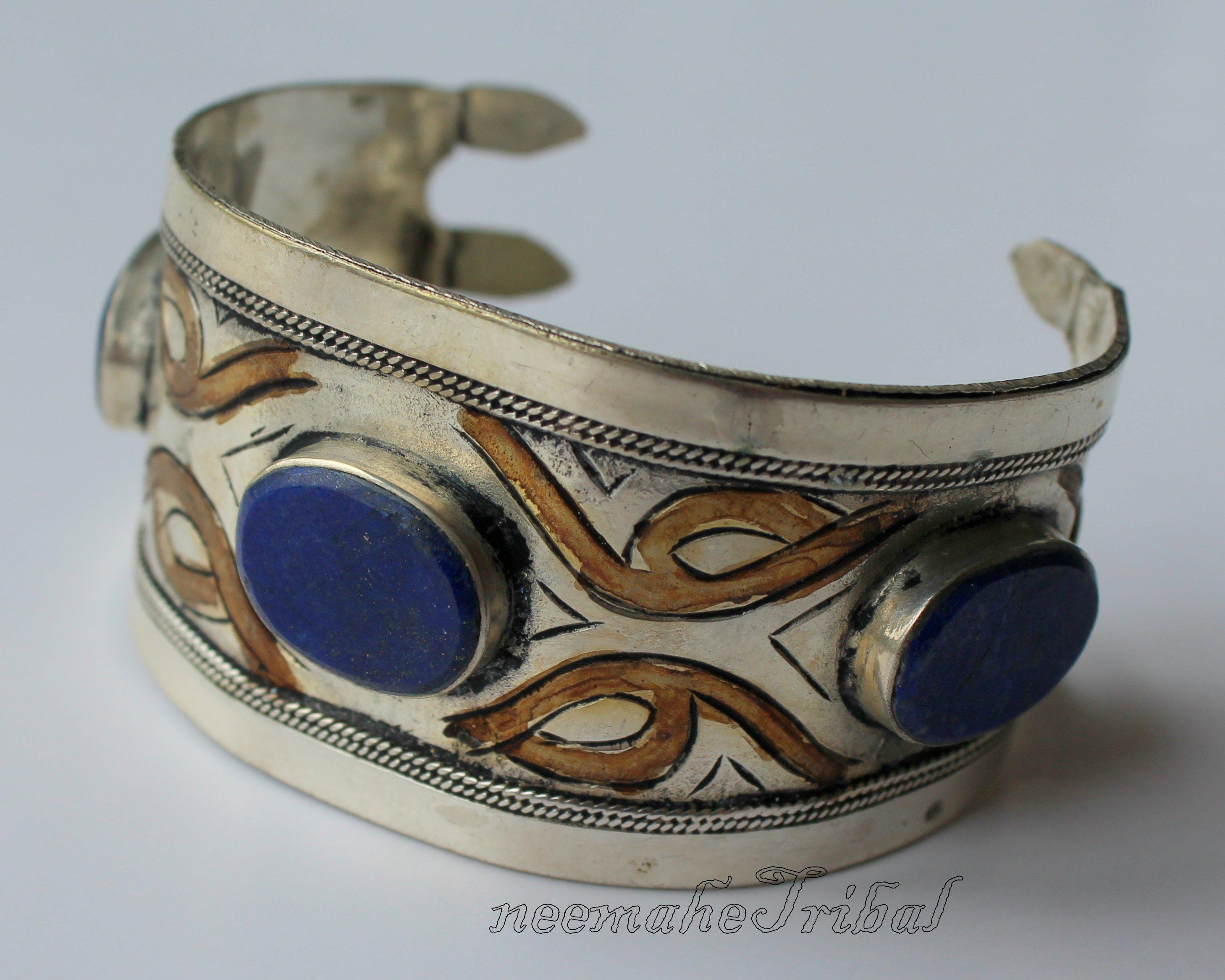 Pulsera Bohemia Mujer, Piedra Lunar Natural 2.40 Quilates, Joya Artesanal Estilo Suroeste (Plata Sobre Latón)