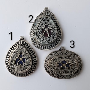 Big Tribal Pendant with Blue or Red Glass