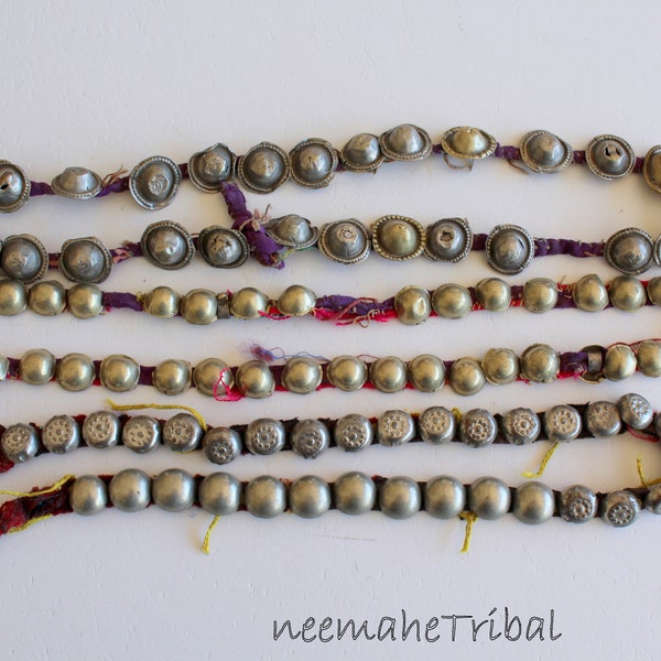 3 Strands of Kuchi and Turkmen Buttons on Cotton Strands