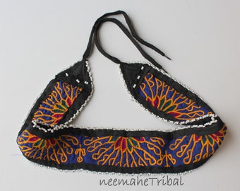 Blue Short Childrens Embroidered Bellydance Tribal Hippie Belt Base for DIY