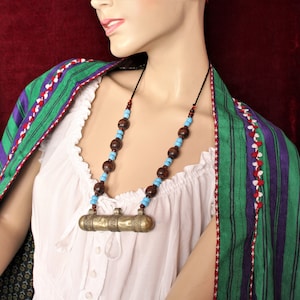 Turkmen Prayer Box Necklace, Vintage Nomad Tribal Necklace with Prayer Box Pendant, LARP, Cosplay, Tribal Fusion Jewelry