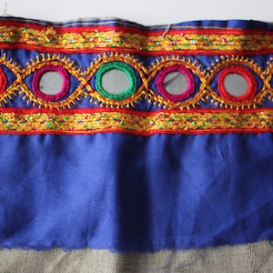 Blue Embroidered Kuchi Nomad Dress Panel with Mirrors