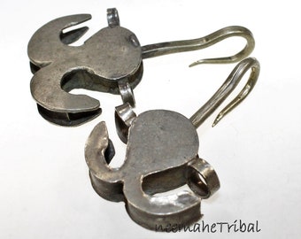Tribal Earrings, Tribal-Pendants, Vintage Rusty Worn Pendants, For Cosplay Costuming, Theatre, LARP, Tribal Fusion