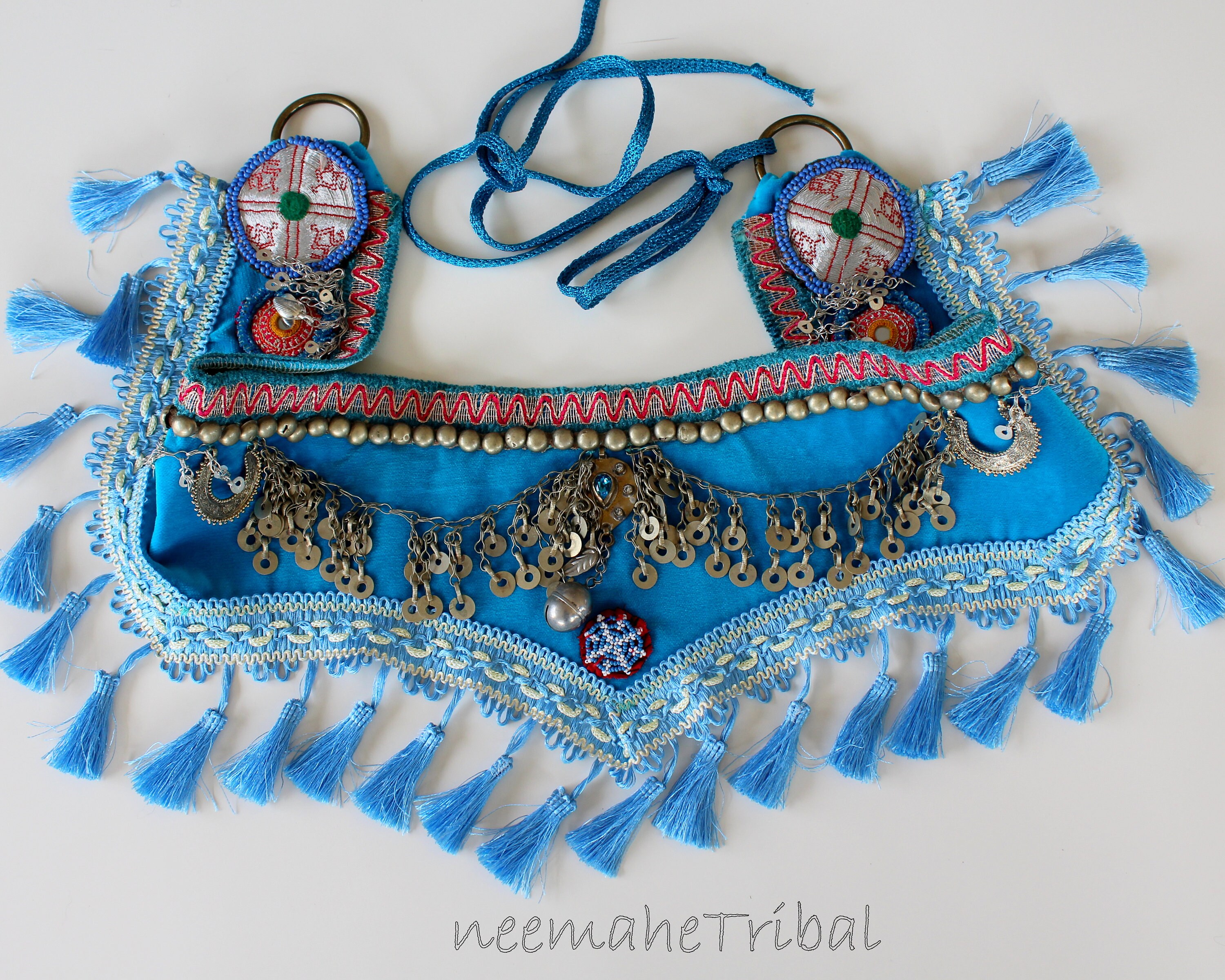 Vintage Tribal Turkmen Style Belt Turquoise Boho Ethnic WHIPPY Boho Braided Belt for Women Hand-Woven Wax Rope  main image 4