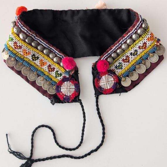 Unique Kuchi Tribal Fusion Beaded Belt Kuchi Afghan Tribal Belt: Vintage Costume Dance Cuff With  main image 2