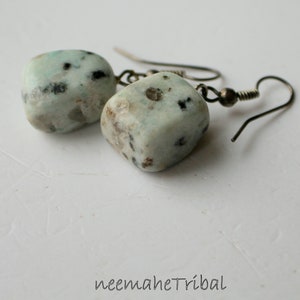 Earrings with Natural White Stone, OOAK, Handmade Earrings