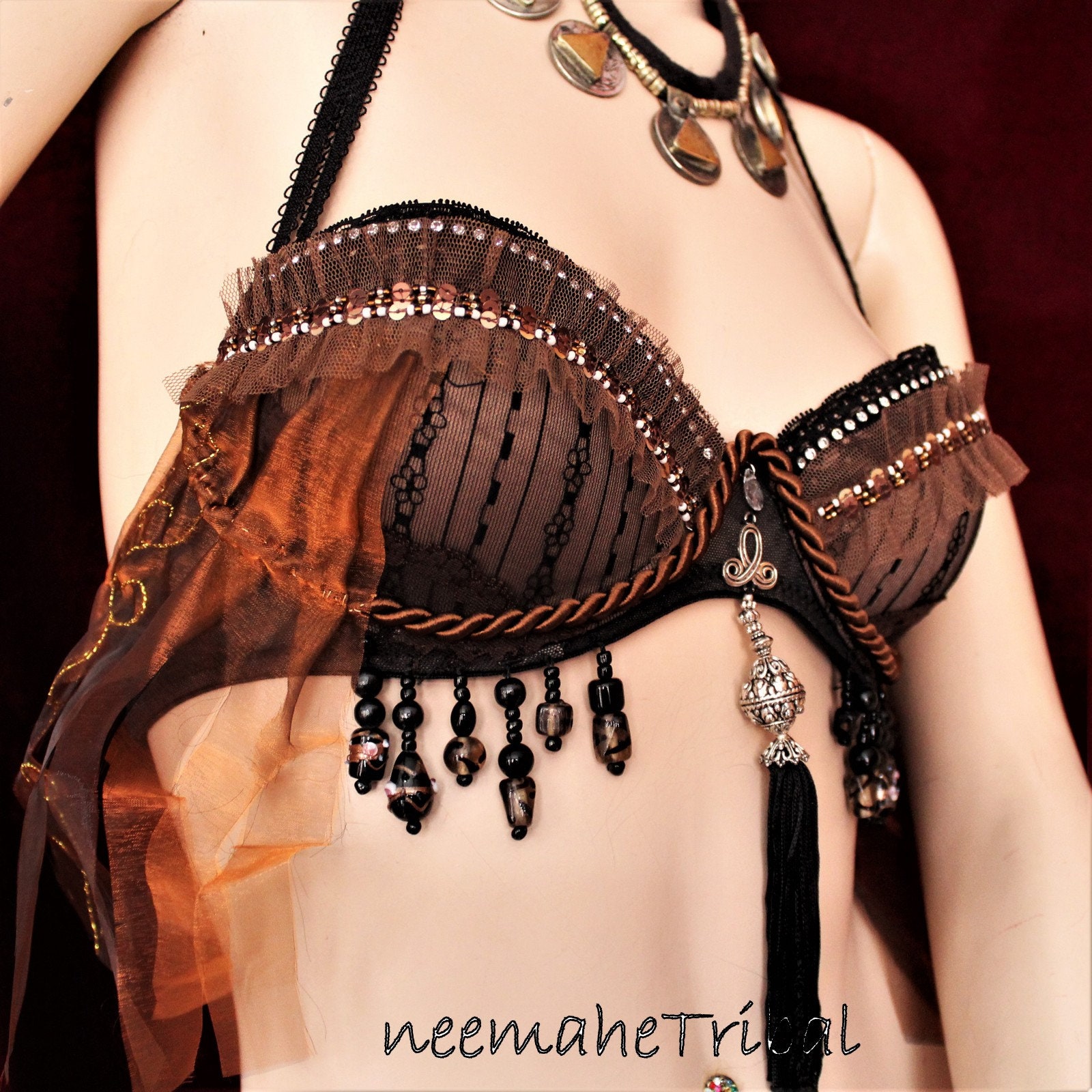 Metal tribal bra / belly dance costume/ belly dancing bra