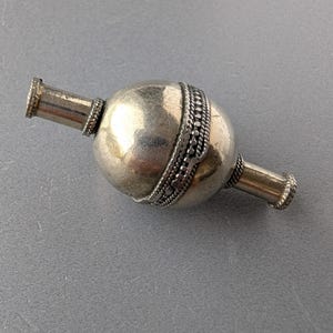 Silvertone Tribal Metal Bead, 45 mm Long, 20 mm Thick