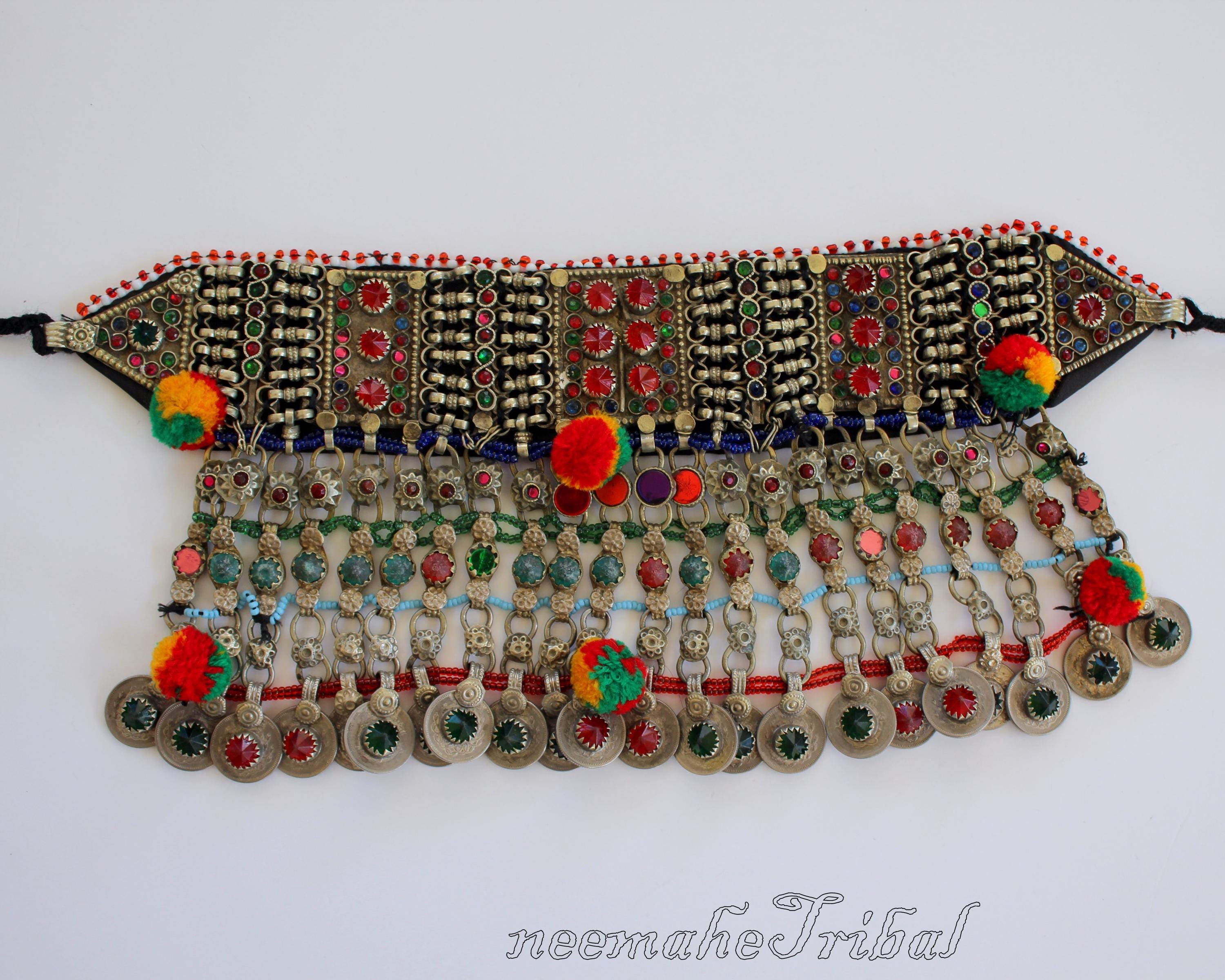 トライバルチョーカー、ヴィンテージ クチ ノマド ネックレス、ベリー