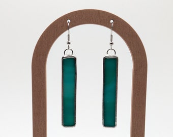 Teal Swirl Stained Glass Earrings