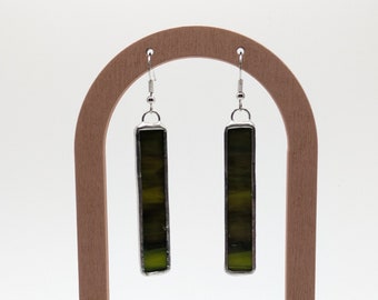 Moss Green Swirl Stained Glass Earrings