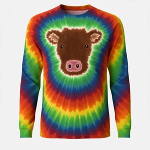Tie Dye Cow T-shirt FREE SHIPPING image 1