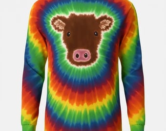 Tie Dye Cow T-shirt FREE SHIPPING
