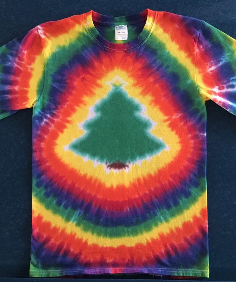 Tie Dye Christmas Tree Tshirt Shirt Hand Made Any Size FREE Etsy