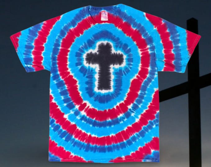 Tie Dye Christian Cross T-shirt shirt hand made customizable FREE SHIPPING Tye die Tie Dyed