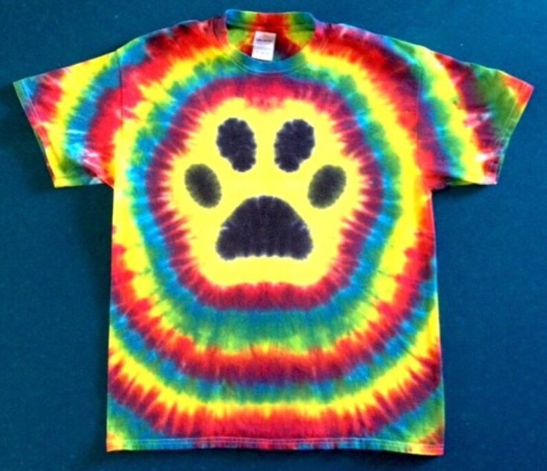 Tie Dye Paw Print T-shirt Shirt Hand Made Customizable FREE - Etsy