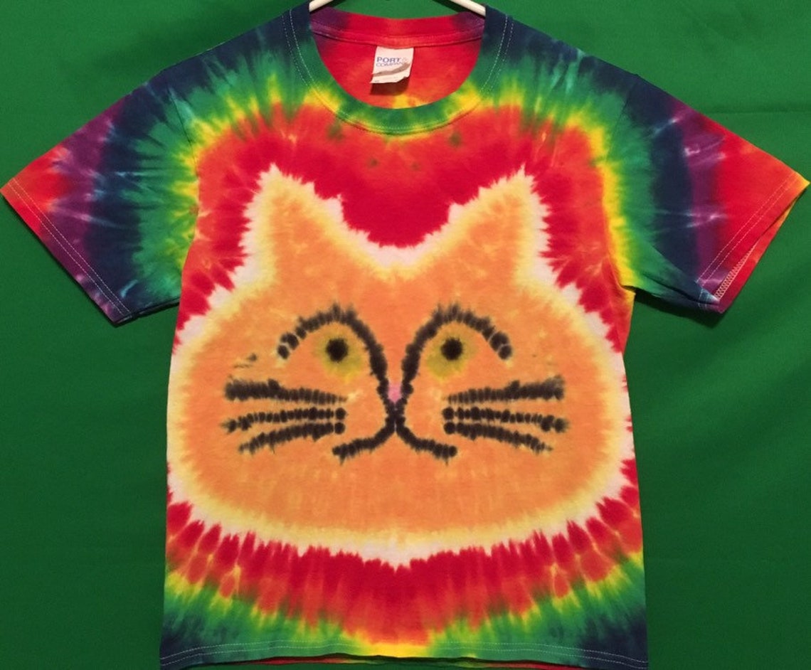 Tie Dye Cat Tshirt Shirt Hand Made Customizable FREE SHIPPING Etsy