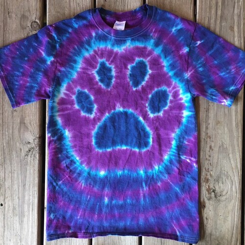 Tie Dye Paw Print T-shirt Shirt Hand Made Customizable FREE - Etsy