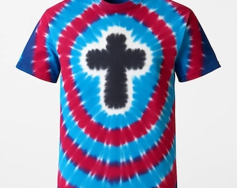 Tie Dye Christian Cross T-shirt shirt hand made customizable FREE SHIPPING Tye die Tie Dyed
