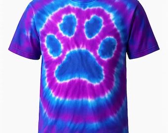 Tie Dye Paw Print T-shirt shirt hand made customizable FREE SHIPPING Tye die Tie Dyed Animal lover