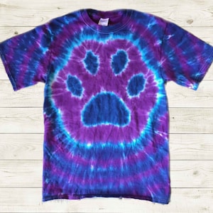 Tie Dye Paw Print T-shirt shirt hand made customizable FREE SHIPPING Tye die Tie Dyed Animal lover