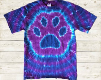 Tie Dye Paw Print T-shirt shirt hand made customizable FREE SHIPPING Tye die Tie Dyed Animal lover