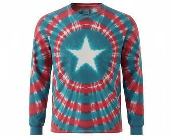 Tie Dye Captain America Super Hero T-shirt shirt hand made customizable FREE SHIPPING Tye die Tie Dyed