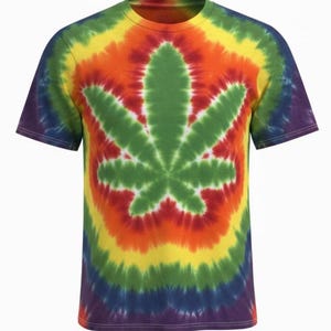 Tie Dye Marijuana Leaf T-shirt shirt hand made customizable FREE SHIPPING Tye die Tie Dyed MJ Pot Bud