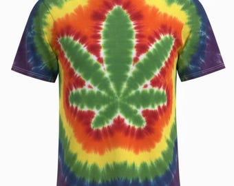 Tie Dye Marijuana Leaf T-shirt shirt hand made customizable FREE SHIPPING Tye die Tie Dyed MJ Pot Bud