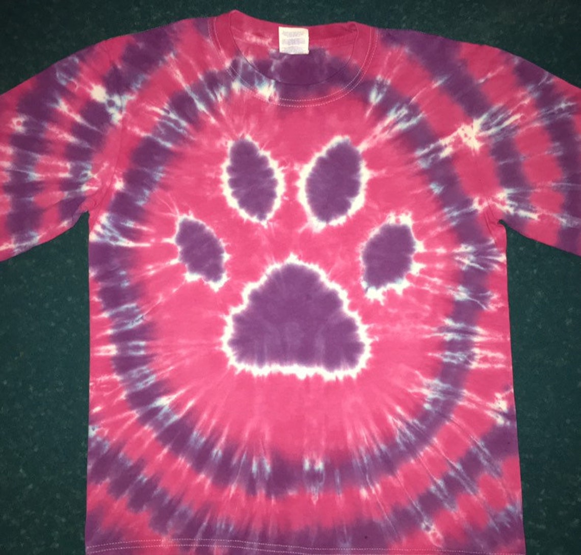 Tie Dye Paw Print T-shirt Shirt Hand Made Customizable FREE - Etsy