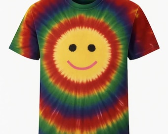 T-shirt med batikmönster och smiley-motiv
