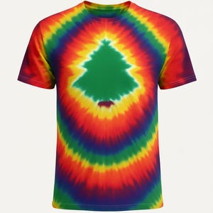 Tie Dye Christmas Tree T-shirt shirt hand made Any Size - FREE SHIPPING Tye die Tie Dyed