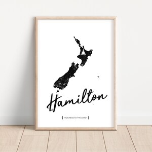 Hamilton Temple Print / Arte Digital / Iglesia de Jesucristo / Acuarela / Mapa de Nueva Zelanda Imprimible
