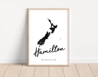 Hamilton Temple Print | Digital Art | Church of Jesus Christ | Watercolor | New Zealand Map Printable