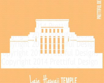 Laie Hawaii Temple Silhouette LDS Church of Jesus Christ Clip Art png eps svg Vector