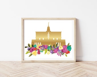 Mexico City Temple Art | Church of Jesus Christ | Digital Art | Watercolor Flowers | Printable