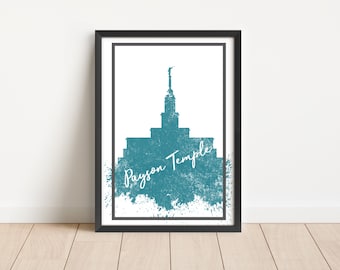 Payson Temple Print | Digital Art | Church of Jesus Christ | Watercolor | Printable