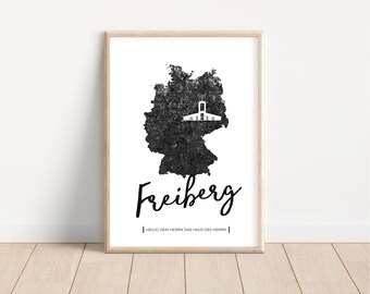 Freiberg Temple Print | Digital Art | Church of Jesus Christ | Watercolor | Germany Map Printable