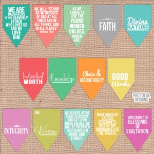 Banner imprimible de la Iglesia SUD de Jesucristo con tema de Mujeres Jóvenes