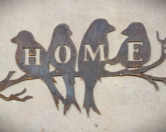Bird Home Metal Art Sign
