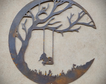 Moon Swing Metal Decorative Sign