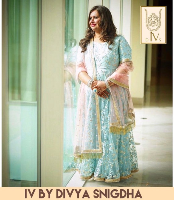 blue anarkali gown