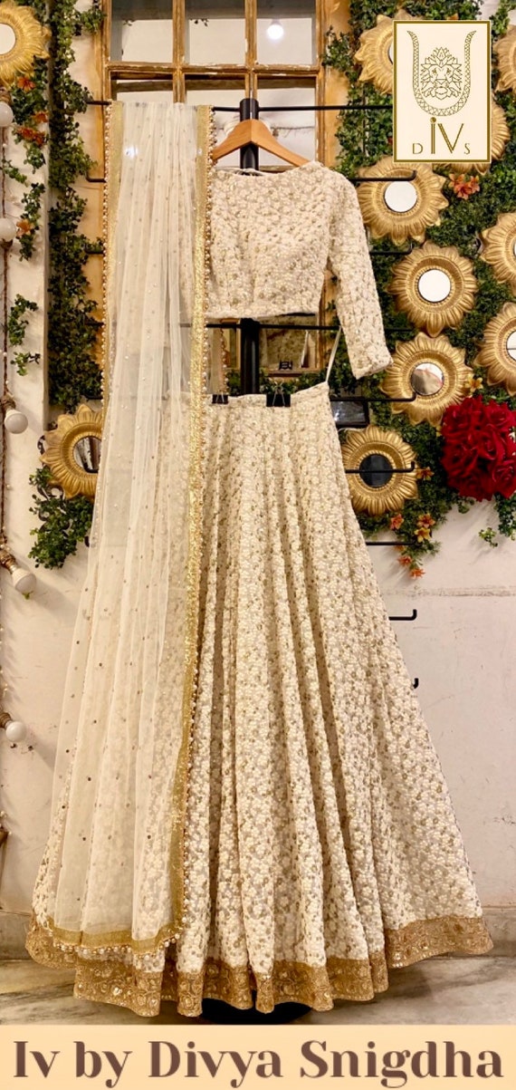 white bridal lengha