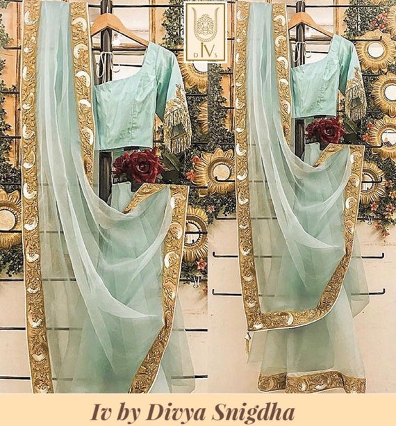 Sari Saree Blouse Gold Mirror Style Designer Indian Bollywood Stitched Choli