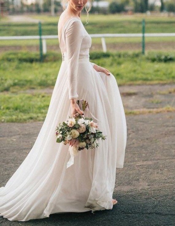 simple white flowy wedding dress