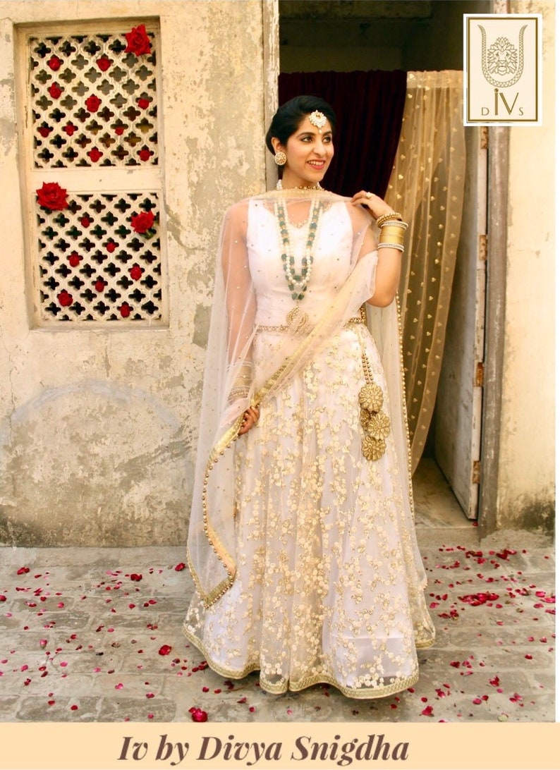 white wedding lehenga choli