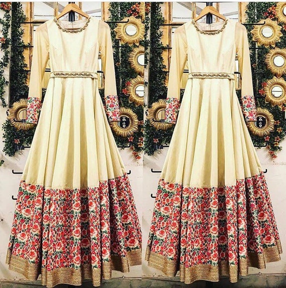 Partywear Floral Anarkali Gown / Partywear Floral Anarkali Gown ...