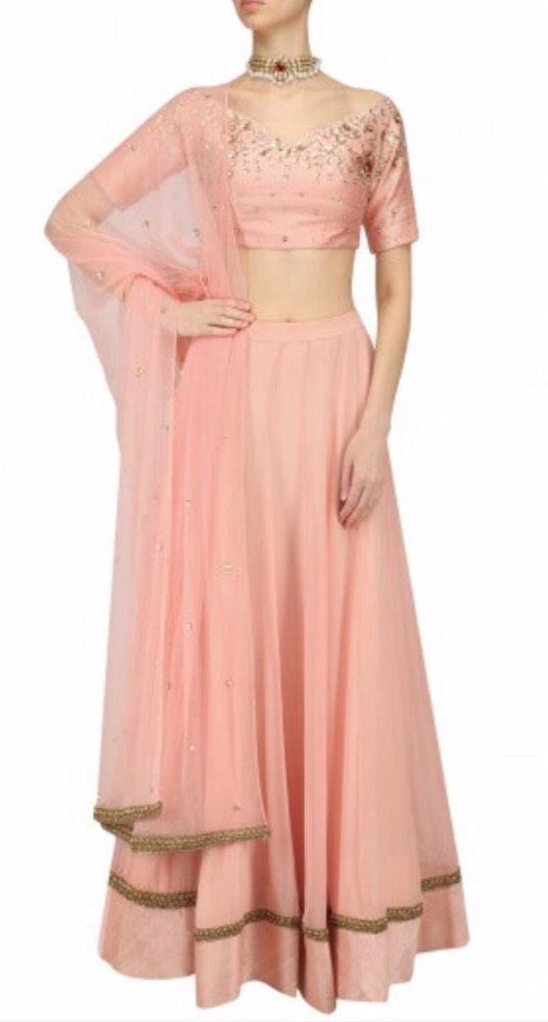 peach ghagra choli