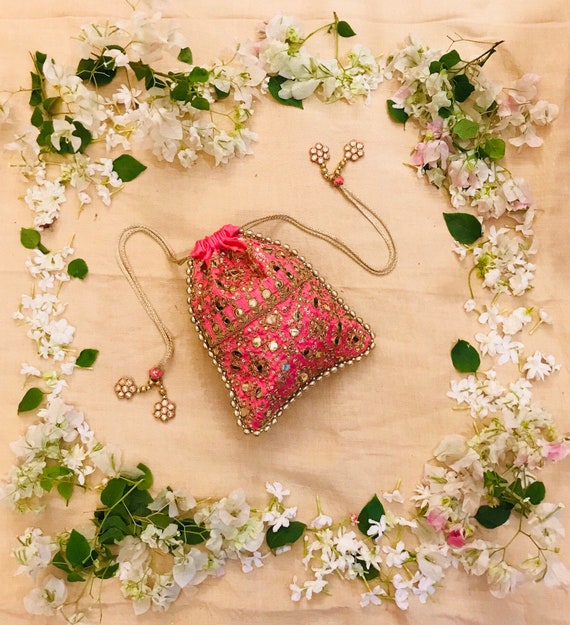 Pretty Pink Potli Bag Wedding Favour Bags Indian Pink Guthi Etsy